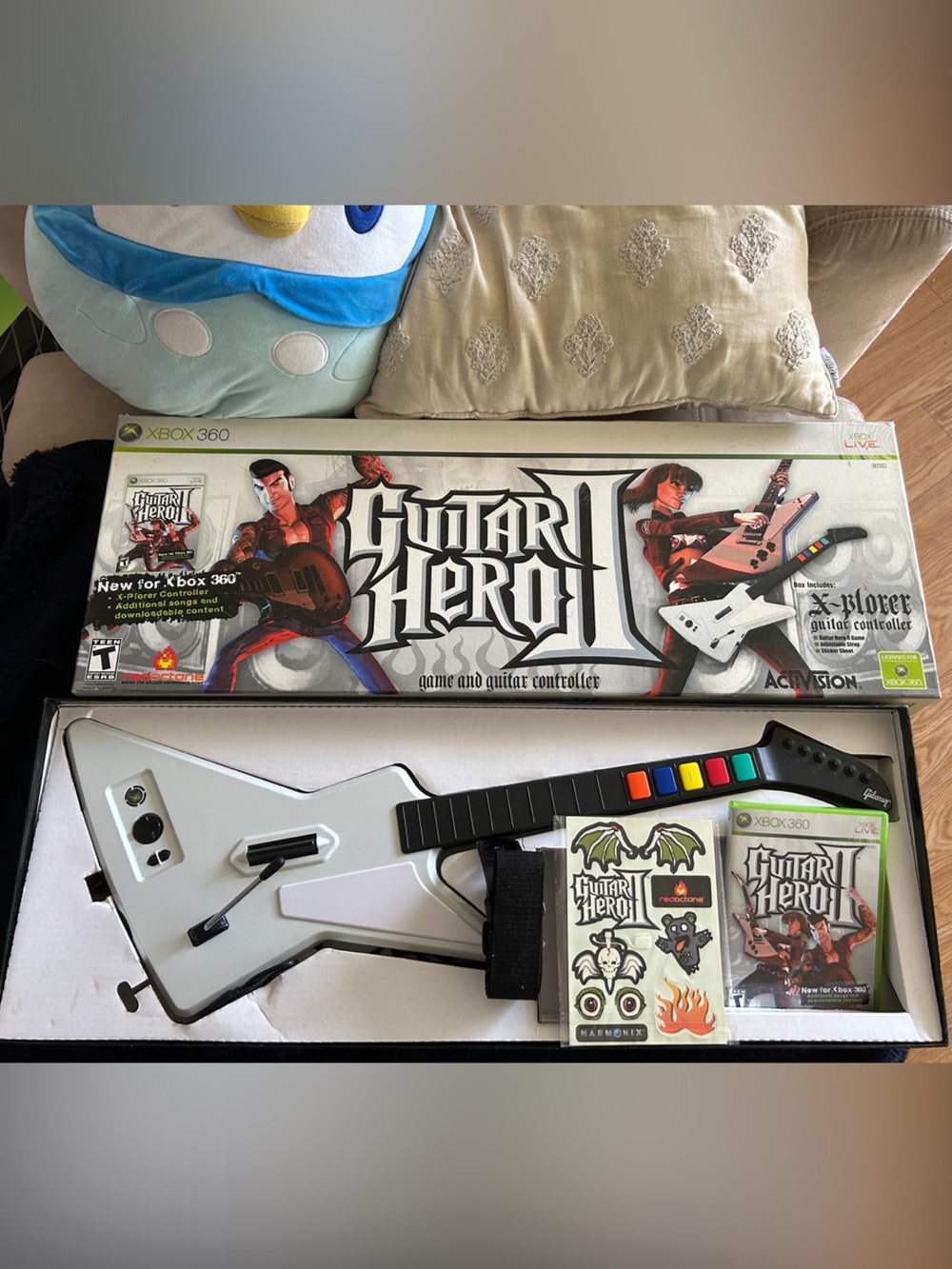 White Guitar Hero 2 Controller bundle in box for Xbox 360